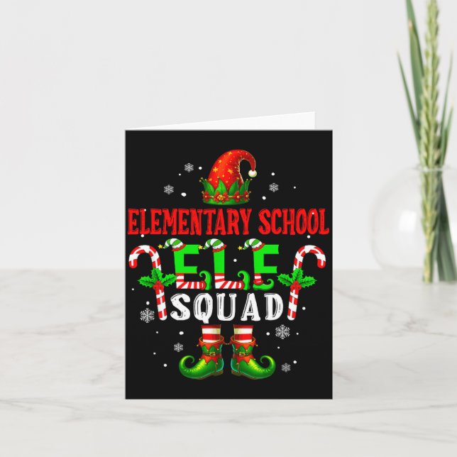 Elementary School Elf Squad Xmas Elf Hat Scute Ss  Kort (Framsida)