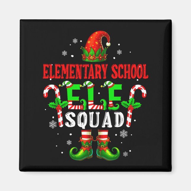 Elementary School Elf Squad Xmas Elf Hat Scute Ss  Magnet (Framsidan)