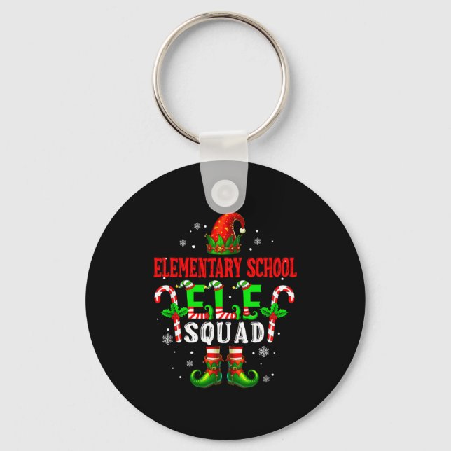 Elementary School Elf Squad Xmas Elf Hat Scute Ss  Nyckelring (Framsida)