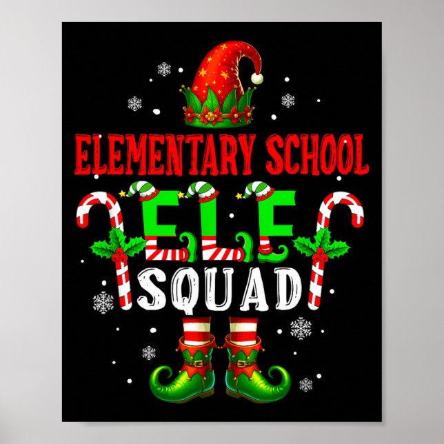 Elementary School Elf Squad Xmas Elf Hat Scute Ss  Poster (Framsidan)