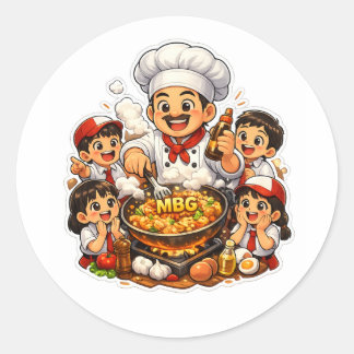 elementary school kids chef family cooking cartoon runt klistermärke
