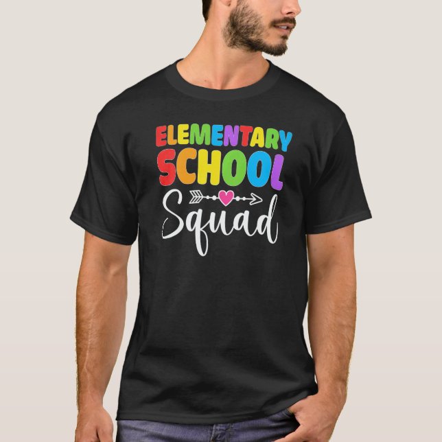 Elementary School Squad Teacher Student Team Back  T Shirt (Framsida)