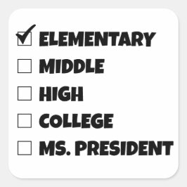 Elementary School Studenten Fru talman Fyrkantigt Klistermärke