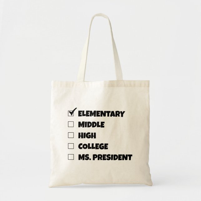Elementary School Studenten Fru talman Tygkasse (Framsidan)