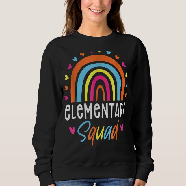 Elementary Teacher Boho Rainbow Team Elementary Sq T Shirt (Framsida)