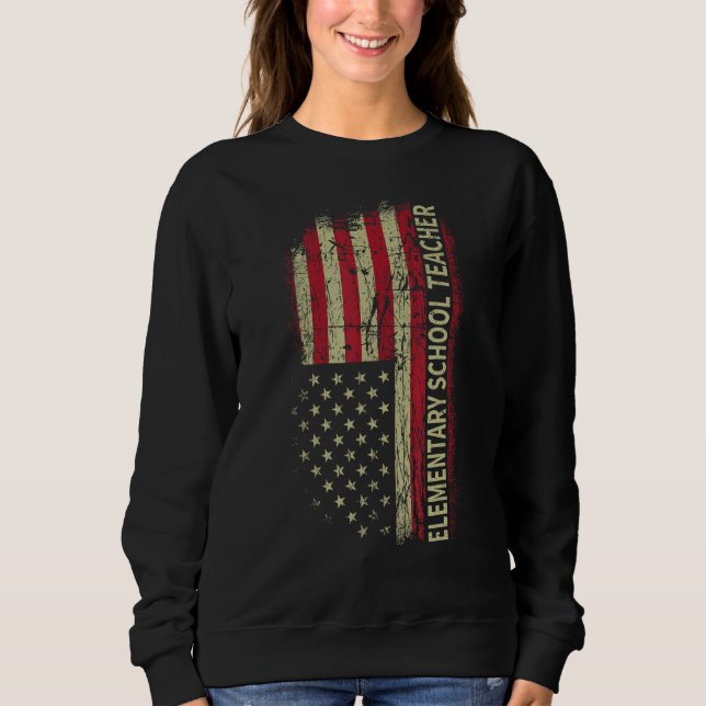 Elementary Teacher Day 4th Of July US Flag Men Pat T Shirt (Framsida)