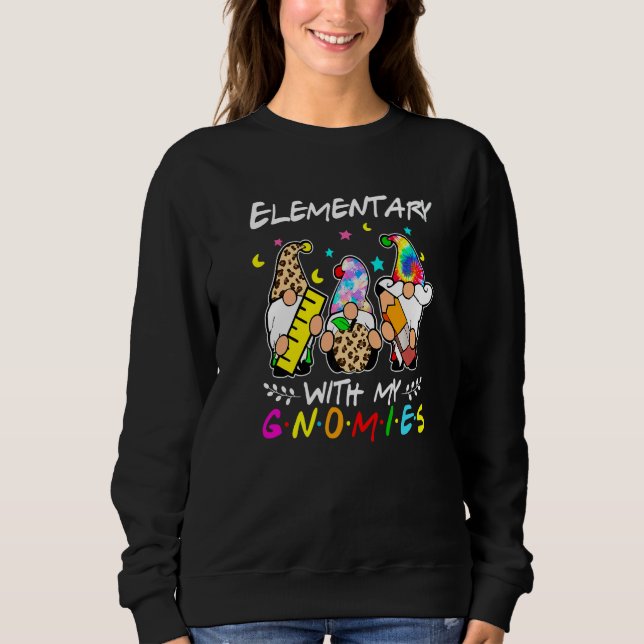 Elementary With My Gnomies Tie Dye Back To School  T Shirt (Framsida)