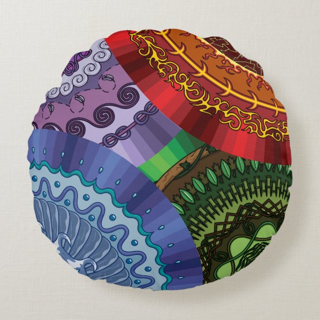 Elementen Mandalas Rund Kudd Kudde (Framsidan)