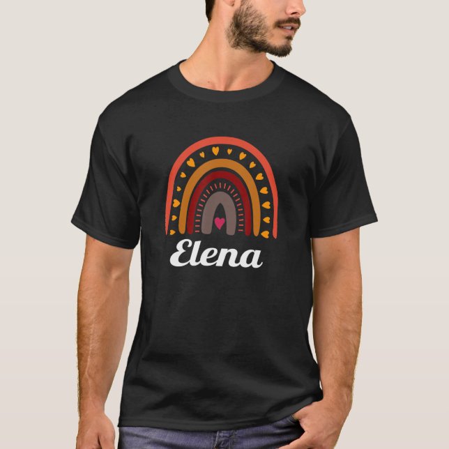 Elena Colorful Rainbow Funny Womenflickbaby Namn I T Shirt (Framsida)