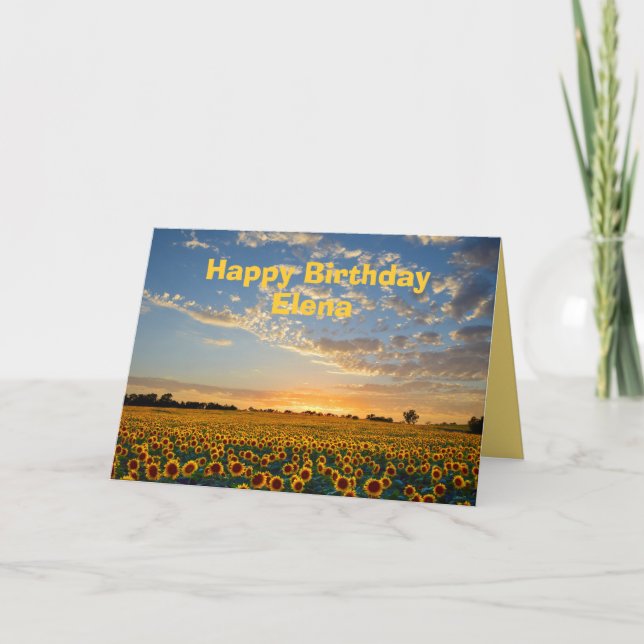 Elena Grattis på födelsedagen Sunblommor vid Sunse Kort (Framsida)