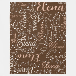 Elena personlig namn musik noter brun fleecefilt