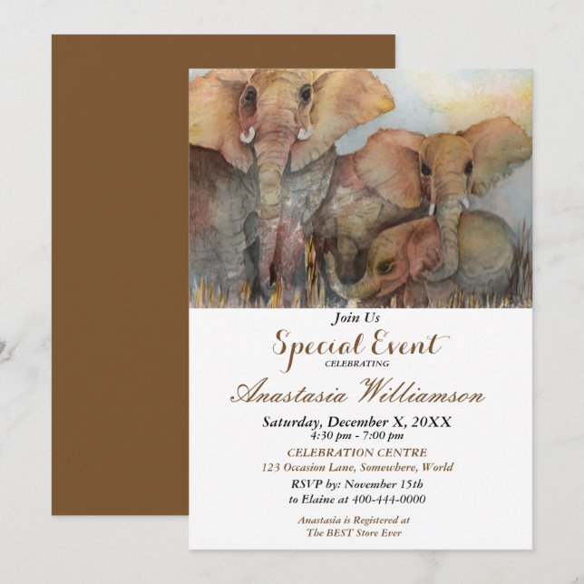 ELEPHANT 10:e FÖDELSEDAGSFEST INBJUDAN (Fram/baksida)