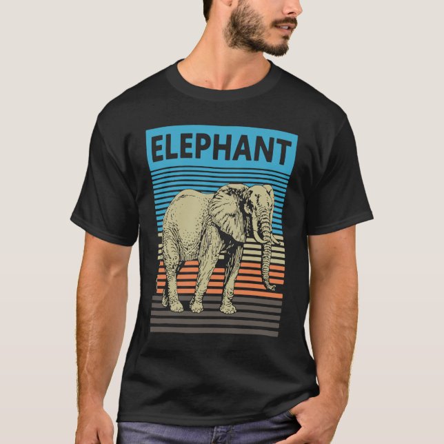 Elephant 70 s sunset Elephant T Shirt (Framsida)