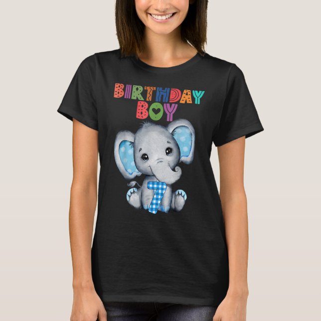 Elephant 7:e Birthday Boy 7 Years ThBäe Eleph T Shirt (Framsida)