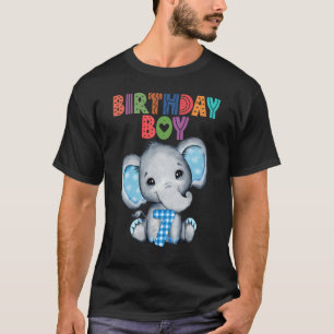 Elephant 7:e Birthday Boy Kids 7 Years T Shirt