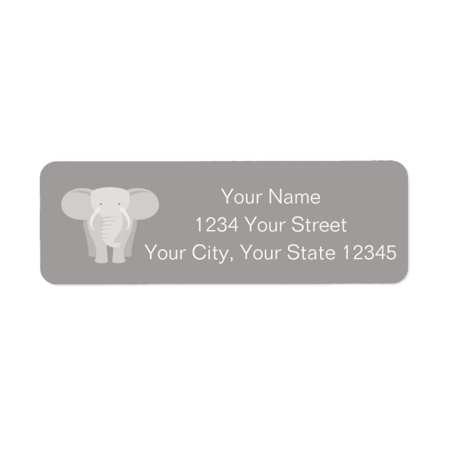 Elephant Address Label Returadress Etikett (Framsidan)