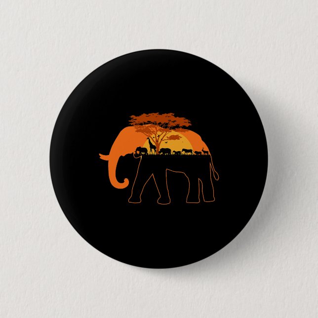 Elephant Afrika Animals Träd Earth Day Knapp (Framsida)