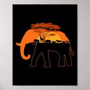 Elephant Afrika Animals Träd Earth Day Poster
