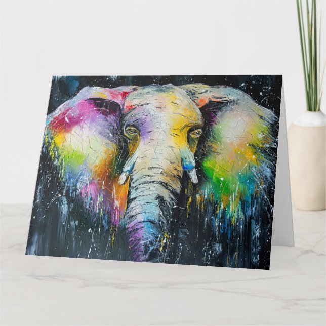 Elephant Älskare, Elephant Watercolor Kort (Framsida)