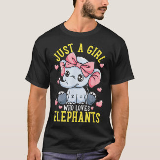 Elephant Älskare Gift Bara en flicka som Kärlek El T Shirt