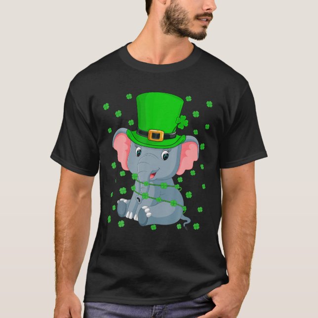 Elephant Älskare Leprechaun Hat Elephant St. Patri T Shirt (Framsida)