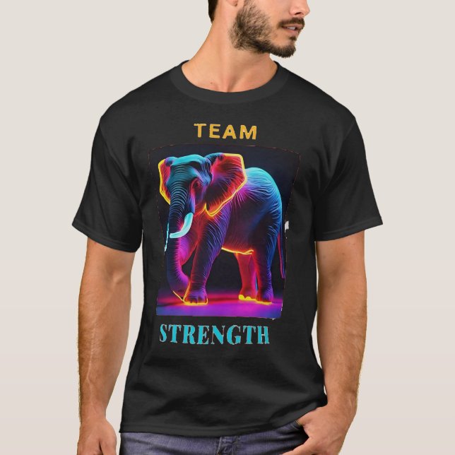 ’ELEPHANT ÄLSKARE TEAM STRENGTH’ T SHIRT (Framsida)