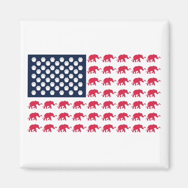 Elephant American Flagga Magnet (Framsidan)