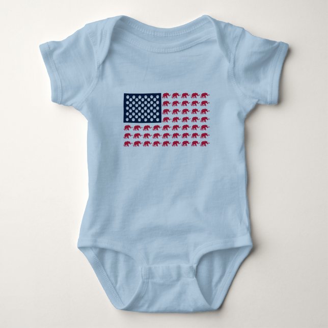 Elephant American Flagga T Shirt (Framsida)