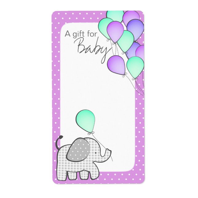 Elephant and Balloons Magenta Polka Dot Bok Märkre Fraktsedel (Framsidan)