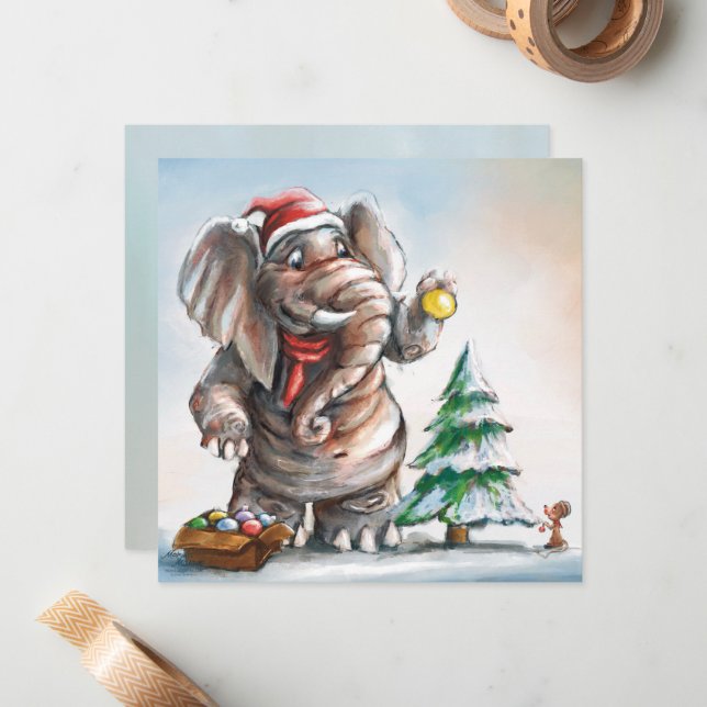 Elephant and Mouse Card - by Monika Marzec Anteckningskort (Fram/Back In Situ)