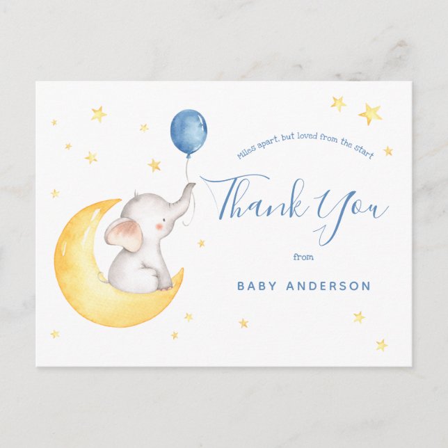 Elephant and Stars Baby Shower by Mail Tack Vykort (Framsida)
