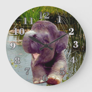 Elephant and Water Stor Klocka