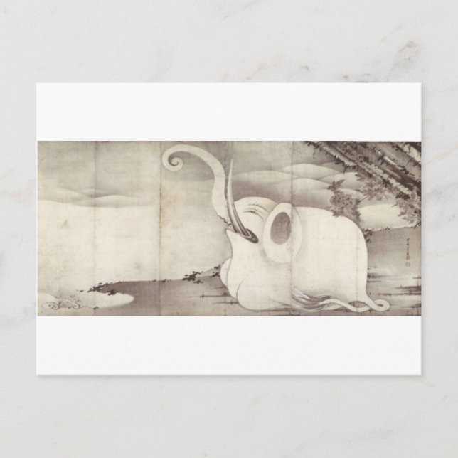 Elephant and Whale (diptych) av Ito Jakuchu Vykort (Framsida)