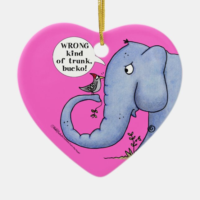 Elephant and Woodpecker Misunderstanding Julgransprydnad Keramik (Framsidan)