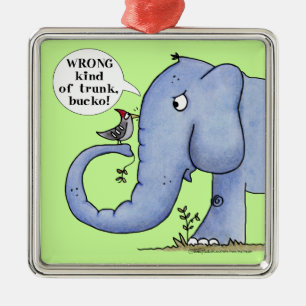 Elephant and Woodpecker Misunderstanding Julgransprydnad Metall