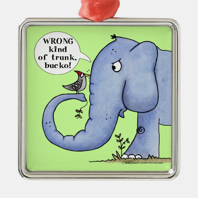 Elephant and Woodpecker Misunderstanding Julgransprydnad Metall (Framsidan)