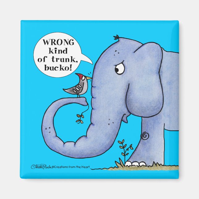 Elephant and Woodpecker Misunderstanding Magnet (Framsidan)