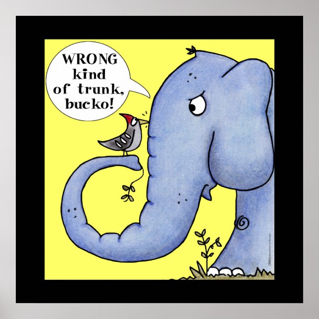 Elephant and Woodpecker Misunderstanding Poster (Framsidan)