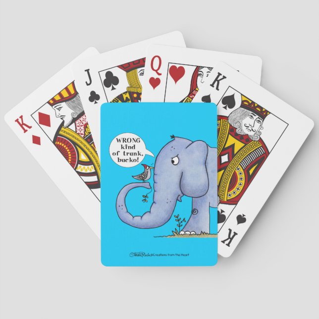 Elephant and Woodpecker Misunderstanding Spel Kort (Baksidan)