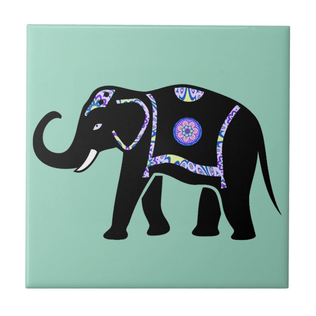 Elephant Animal Abstract Decorative Patterns Kakelplatta (Framsidan)