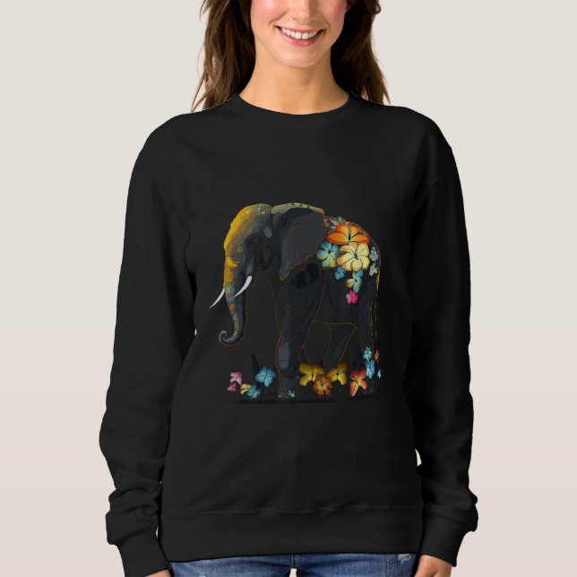 Elephant Animal Africa Flowers Elephant 3 T Shirt (Framsida)