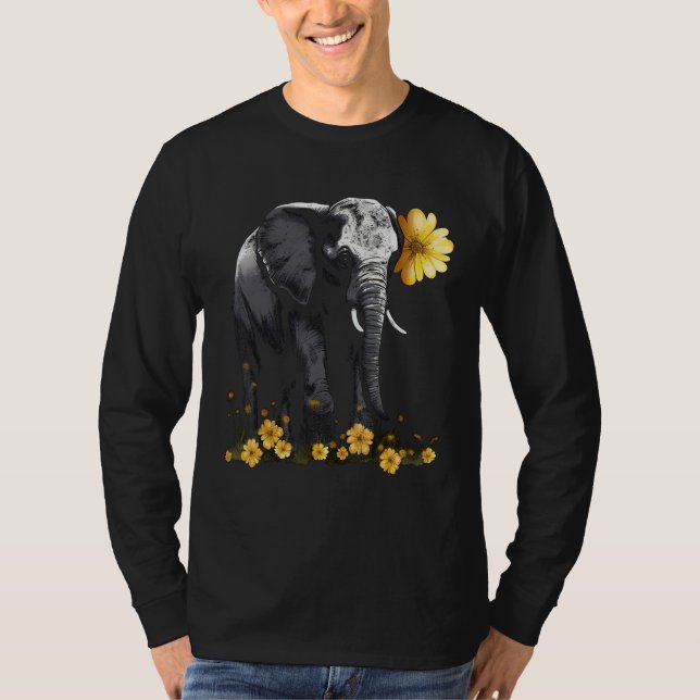 Elephant Animal Africa Flowers Elephant T Shirt (Framsida)