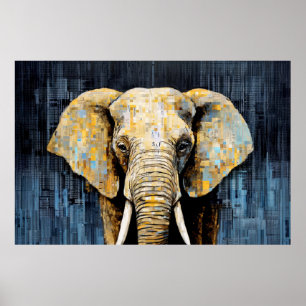 Elephant Animal Art Decor Paint Mosaic Poster