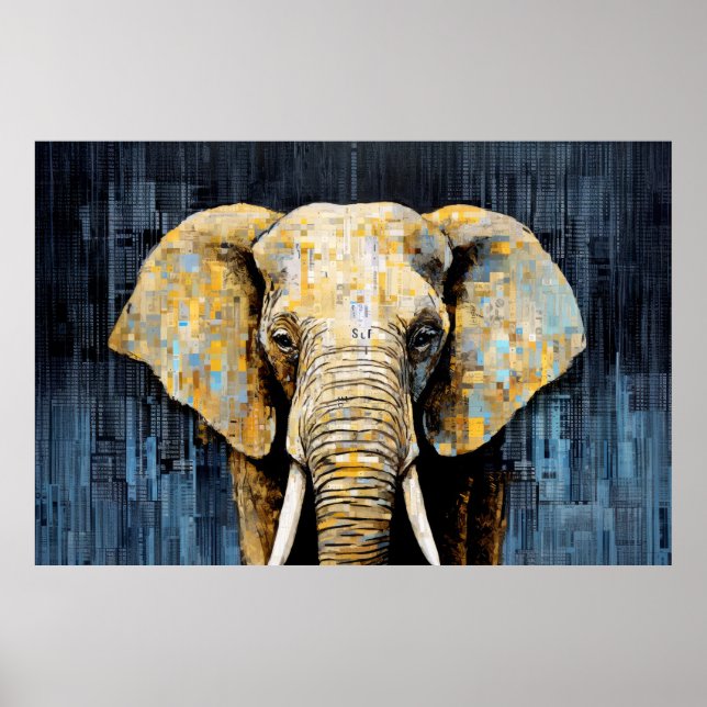 Elephant Animal Art Decor Paint Mosaic Poster (Framsidan)