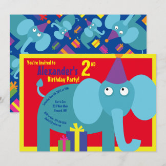 Elephant Animal Barn Födelsedagsfest inbjudan