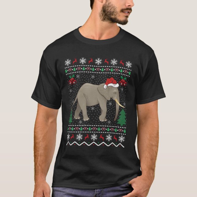 Elephant Animal Lover Julafton Gift Ugly Elephant  T Shirt (Framsida)