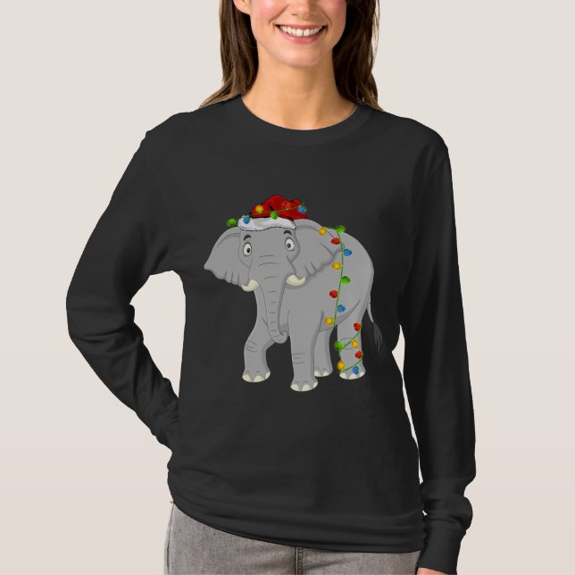 Elephant Animal Lover Julafton Santa Hat Elephant  T Shirt (Framsida)