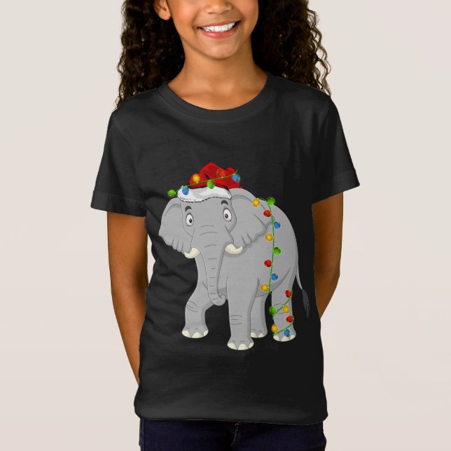 Elephant Animal Lover Julafton Santa Hat Elephant  T Shirt (Framsida)