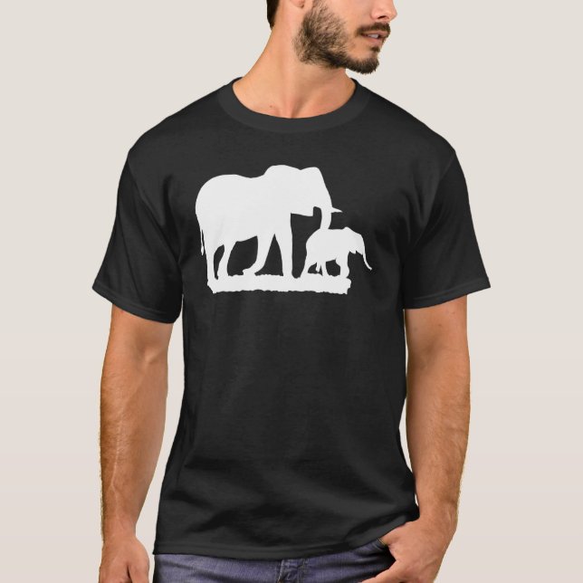 Elephant Animal Motif Silhouette Afrika Safari Imp T Shirt (Framsida)