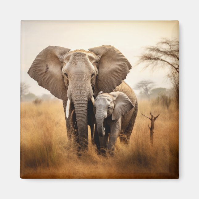 Elephant Animal Vild Beauty Freedom Wilderness Art Magnet (Framsidan)